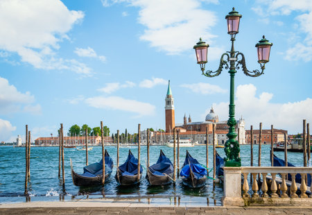 Picturesque scene over the Grand Canal with Church of San Giorgio Maggiore, in Venice.の写真素材