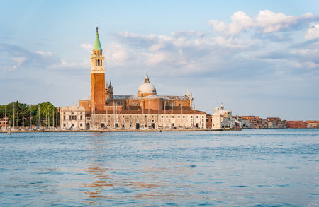 View over the Grand Canal with Church of San Giorgio Maggiore, in Venice.の写真素材