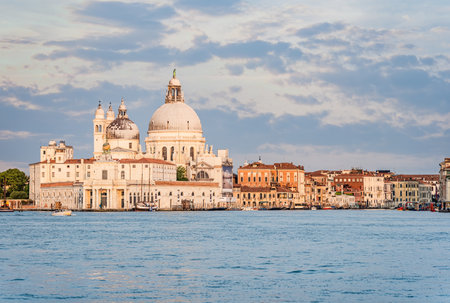 View over the Grand Canal with Basilica di Santa Maria della Salute in Veniceの写真素材