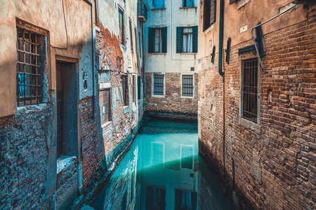 Picturesque Scene from Venice with the narrow water canals.の写真素材