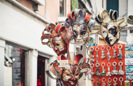 Souvenir shops that sells carnival masks in Venice.
