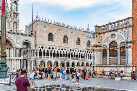 Venice, Italy - May 30 2023: View from St. Mark's Square with Saint Marks Basilica, the main tourist attraction in Veniceのeditorial素材