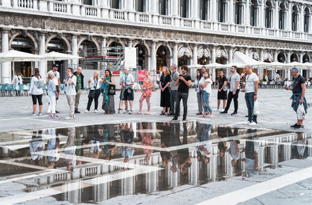 Venice, Italy - May 30 2023: View from St. Mark's Square with Saint Marks Basilica, the main tourist attraction in Veniceのeditorial素材