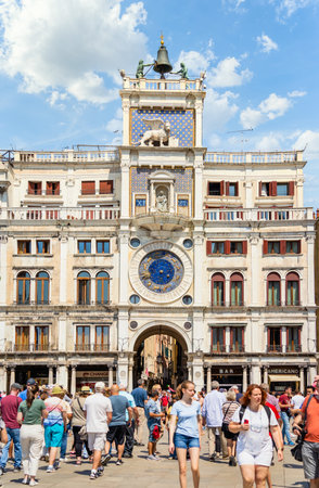 Venice, Italy - May 31 2023: St Marks Clock in the tower located in the Piazza San Marco in Venice.のeditorial素材