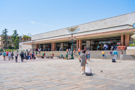 Venice, Italy - May 31 2023: The entrance of the Venice Santa Lucia Train Station.のeditorial素材