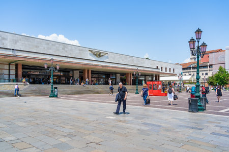 Venice, Italy - May 31 2023: The entrance of the Venice Santa Lucia Train Station.のeditorial素材