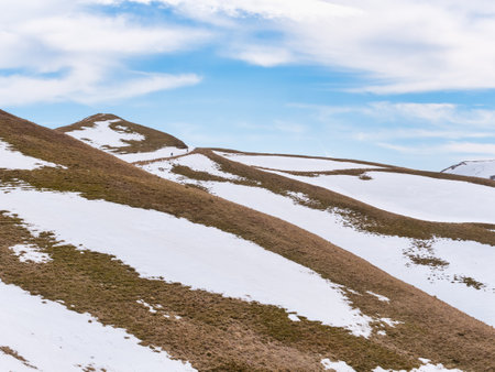 Scenic winter landscape from Carpathian Mountains in Romania.の写真素材