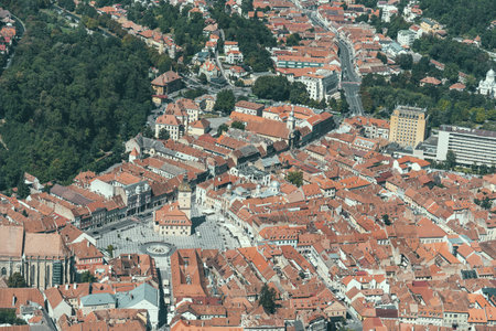 Aerial view from mount Tampa with the city of Brasov, in Romania.の写真素材
