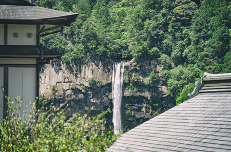 View with Nachi Waterfall located in Nachikatsuura, Wakayama, Japanの写真素材