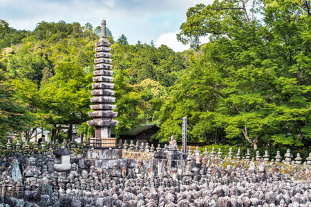 Kyoto, Japan - 05.07.2024: Carved stones memorial statues at Adashino Nenbutsuji Temple, in Arashiyamaの写真素材