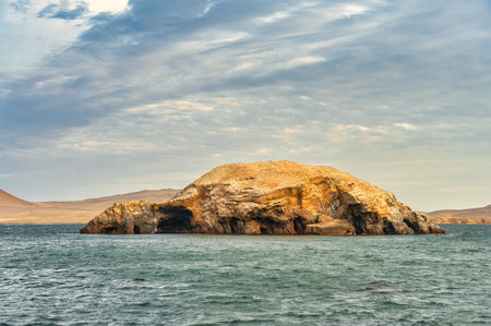 Rock formation in the shape of a turtle in Paracas National Reserve, Peru.の写真素材