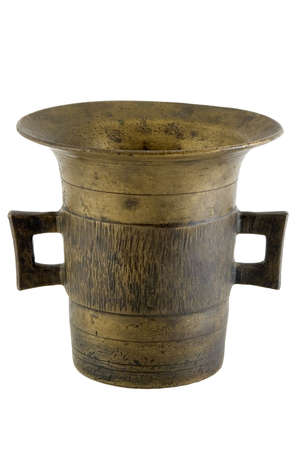 Old pestle isolated over white with の写真素材