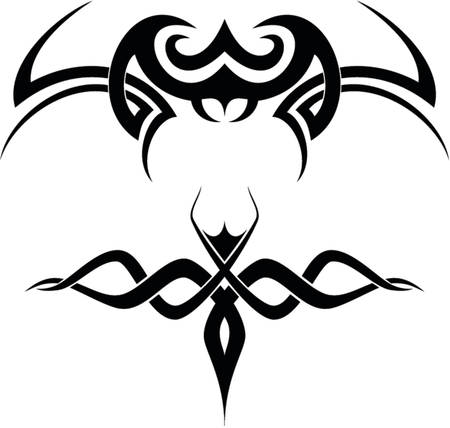 A set of 2 tribal tattoo vector shapesのイラスト素材