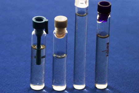 bottles of perfume samples for manの写真素材