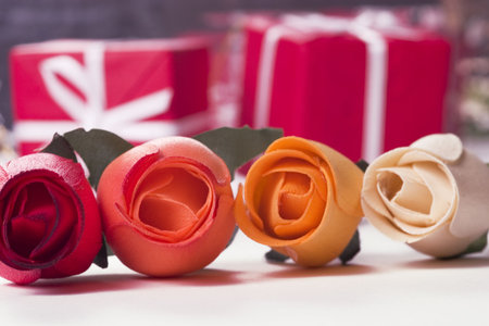 presents for woman - focus on the rosesの写真素材