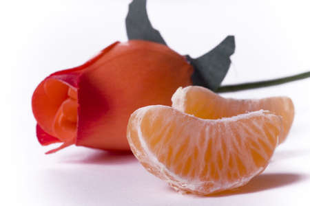 close up of a mandarin pieceの写真素材