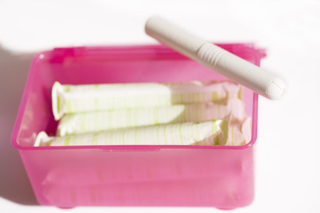 pink box of a woman's tamponsの写真素材