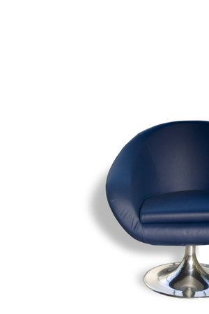 blue modern half armchair on white backgroundの写真素材