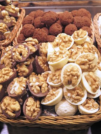 chocolates with nutsの写真素材