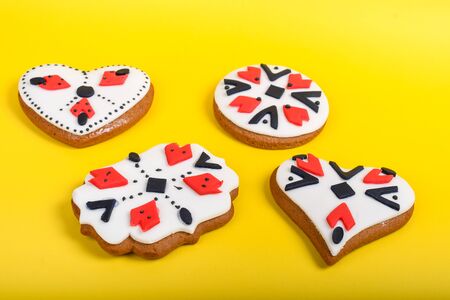 Milk and cookies for Easter, Christmas, 1st of March, 8th of march Day, Xmas, Valentine's Day Brunch buffet concept.Handmade dessert artisan authentic and traditional patternの写真素材