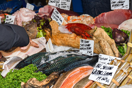 Seafood on ice at the fish market