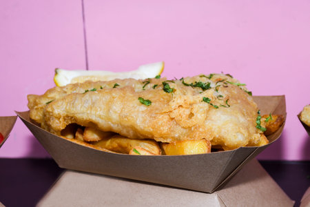 Fish and chips is a hot dish consisting of fried fish in batter served with chips. Classic fish and...