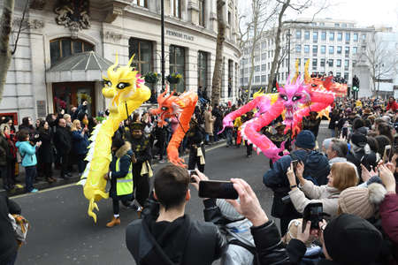 London, United Kingdom, 25th of January 2020: Chinese New Year is the Chinese festival that celebrates the beginning of a new year on the traditional Chinese calendar.のeditorial素材