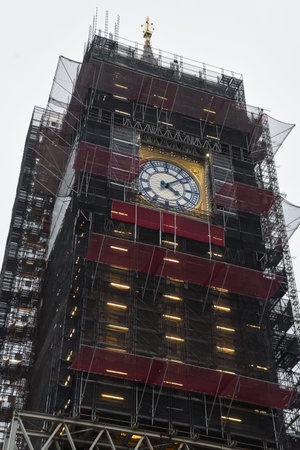 London, United Kingdom, 24th of January 2020: Big Ben's renovation, restoration in progress