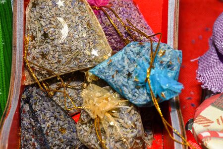 Lavender dried flowers decorations fr sale during festivalの写真素材