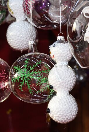 Christmas ornaments in the marketの写真素材