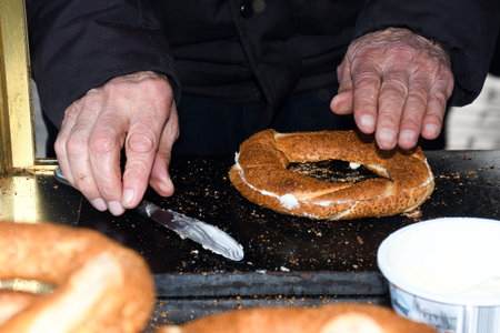 Simit is a Turkish loop-shaped bread, encrusted with sesame seeds, and you can find it encrusted...