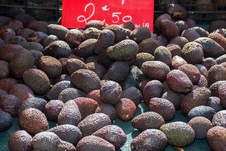 Avocado pile for sale at the marketの写真素材