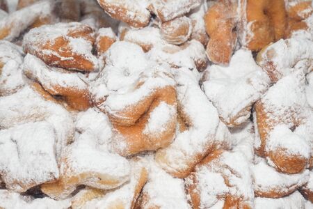 Nice, France, 24th of February 2020: donuts for sale at the marketの写真素材