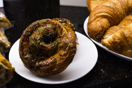 Various types of cakes, tart, mousse, pies for sale in bakery or pastry shop, gourmet luxury concept...