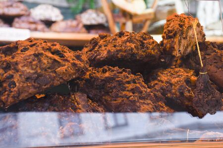 Kletzenbrot is a dough fruit bread and nuts. Swabian "Hutzelbrot" also known as "Kletzenbrot" or "FrÃ¼chtebrot" is a favourite Christmas recipe in southern Germany. Austrian Christmas marketの写真素材