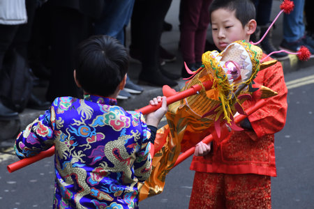 London, United Kingdom, 25th of January 2020: Chinese New Year is the Chinese festival that celebrates the beginning of a new year on the traditional Chinese calendar.のeditorial素材