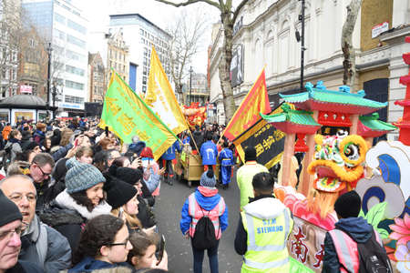 London, United Kingdom, 25th of January 2020: Chinese New Year is the Chinese festival that celebrates the beginning of a new year on the traditional Chinese calendar.のeditorial素材