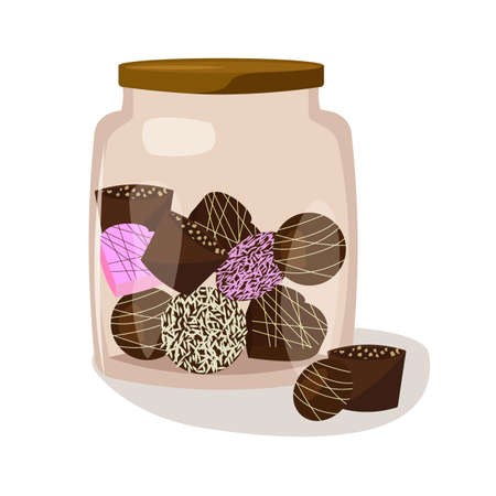 Jar of chocolates on a white backgroundのイラスト素材