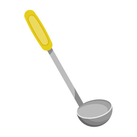 Kitchen ladle in cartoon style. Vector icon of ladle isolated on a white background. Kitchenware.のイラスト素材