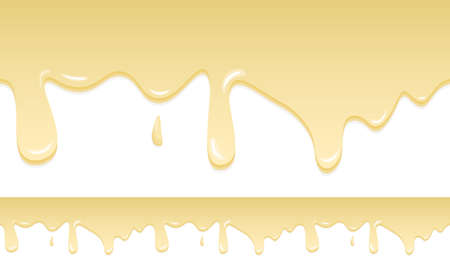 Mayonnaise, yogurt cream or creamy liquid melting and flowing. Simple cartoon design. Template for banner or poster.のイラスト素材