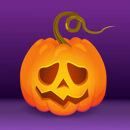 Cartoon isolated cute pumpkin with emotion. Vector illustration for Halloween.のイラスト素材