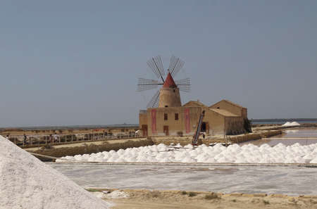 windmill in marsalaの写真素材