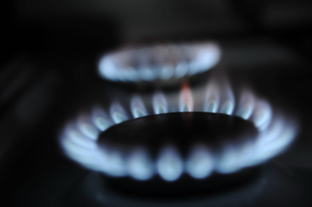Natural gas flame on stove