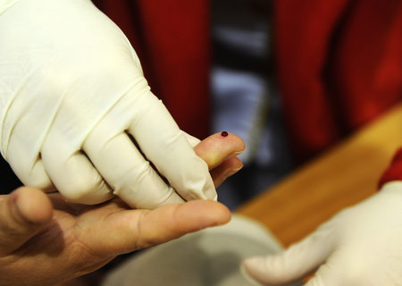 Taking blood sample in a medical center