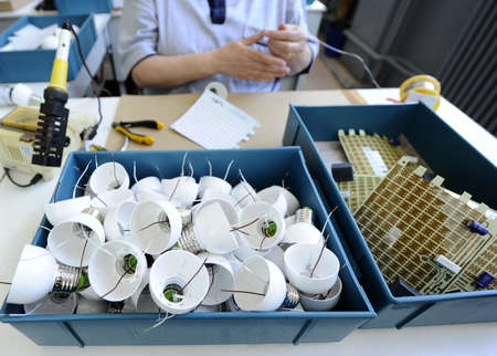 Led light bulbs productionの写真素材