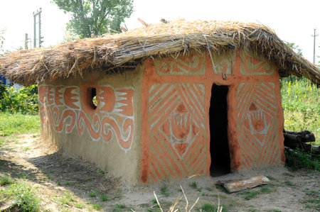 Romanian tiny adobe houseの写真素材
