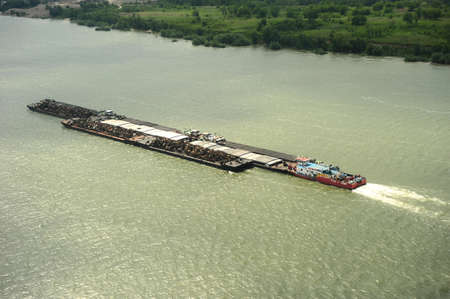 Barges along the Danube Riverの写真素材