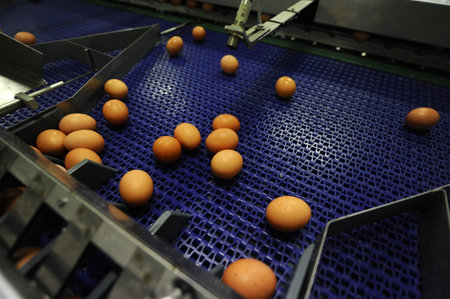 Red eggs in a processing plant