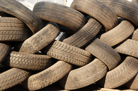Old car tires used for recycling