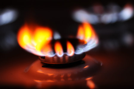 Natural gas flame on the stove